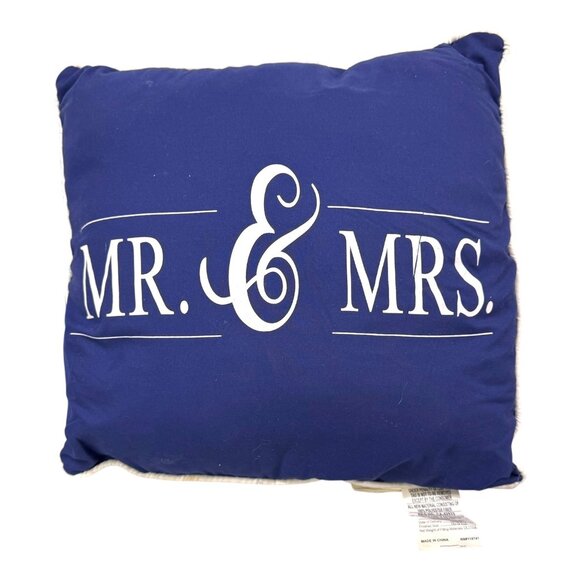 Mr. & Mrs. Decorative Navy Blue Throw Pillow By S.L. Home Fashions Wedding Gift - Picture 1 of 6